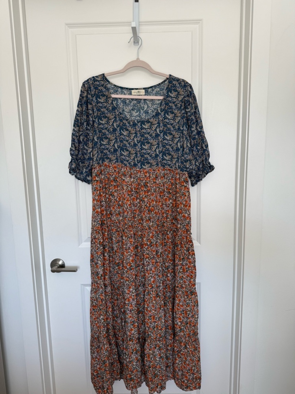 NATURAL LIFE Blue and Multi Colored Floral Tiered Maxi Dress - Picture 3 of 10
